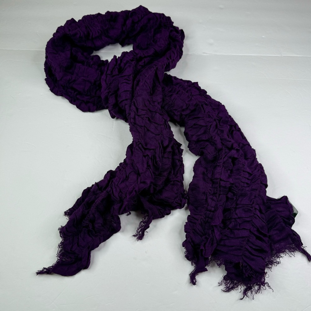 Orvana London Scarf Size OS Purple Cotton Blend Ruched Wraps Soft Casual‎